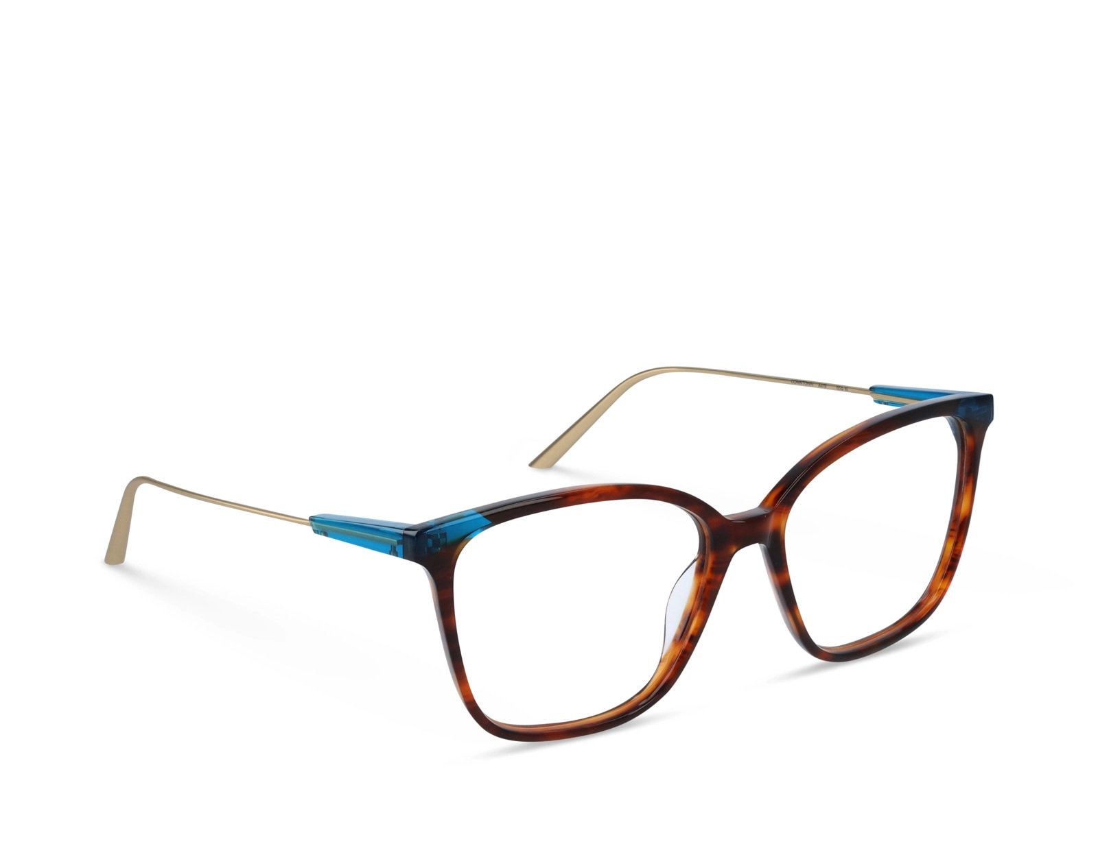 Brown Havana + Azure Blue / Mat White Gold