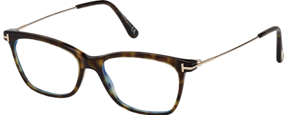 Shiny Classic Dark Havana, Rose Gold Temples/ Blue Block Lenses