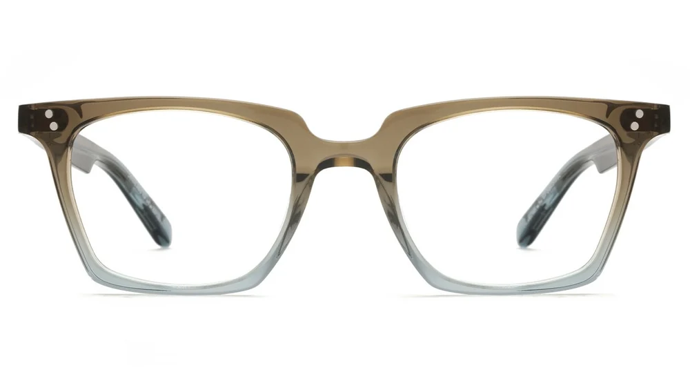 Green tea brown acetate square optical frames with gradient finish, Krewe Howard model