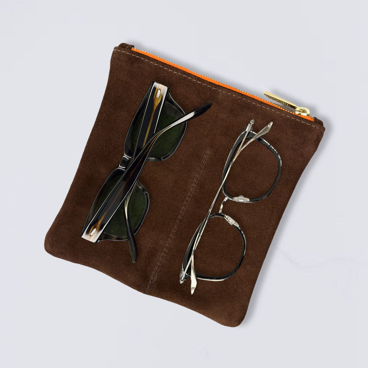 LEATHER CASE / SUEDE CHOCOLATE ORANGE GOLD