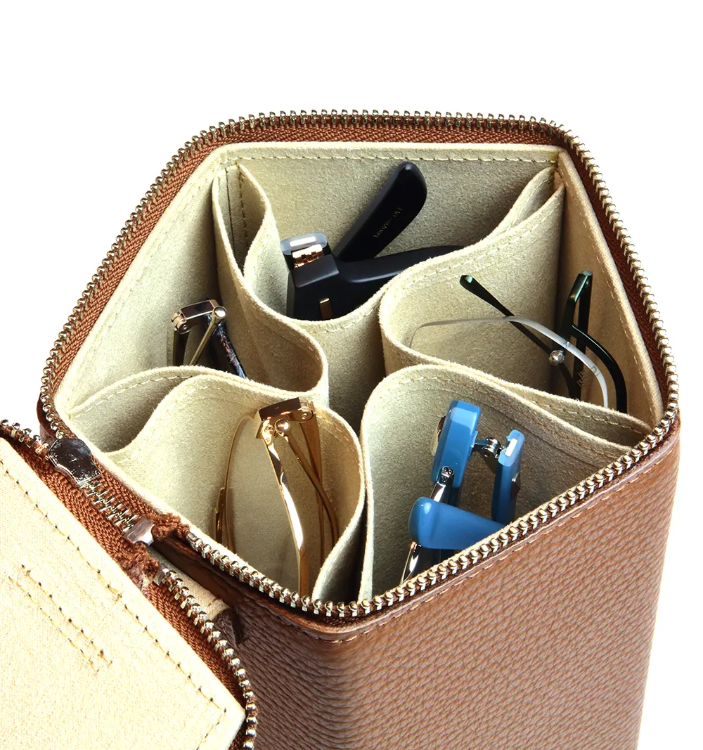 PENTAGONAL PRISM BOX / SADDLE TAN/IVORY