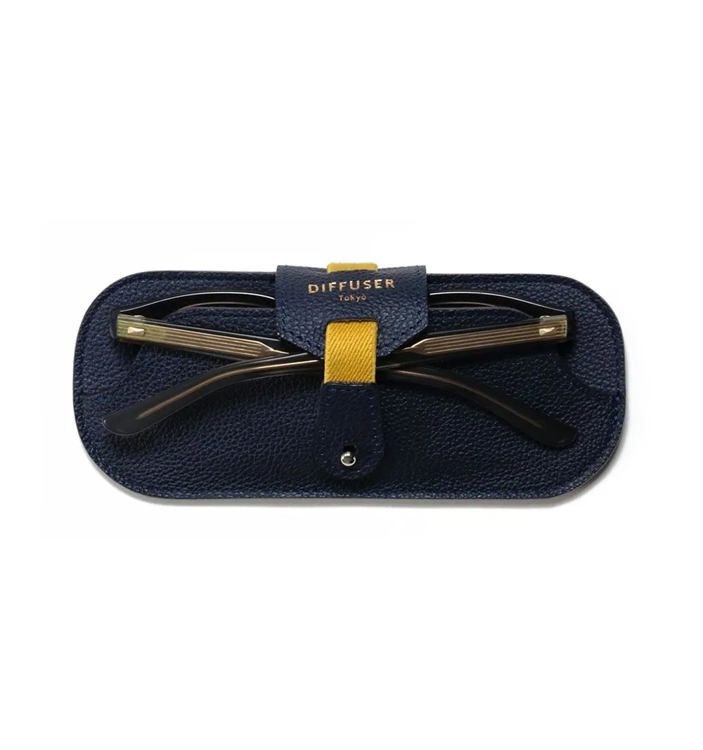 SHRINK LEATHER SMART CASE / NAVY/CAMEL