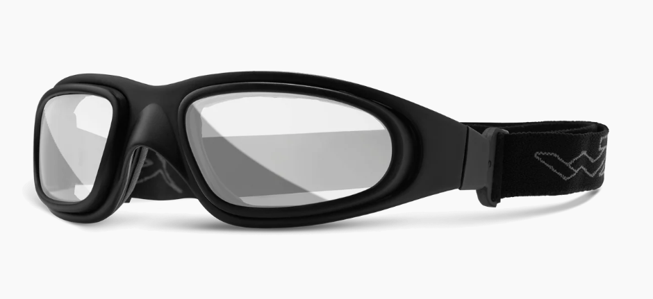 Matte black acetate oversized irregular-shaped optical frames with adjustable strap