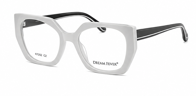 White oversized irregular acetate frames with black temple accents, Dream Fever K1080
