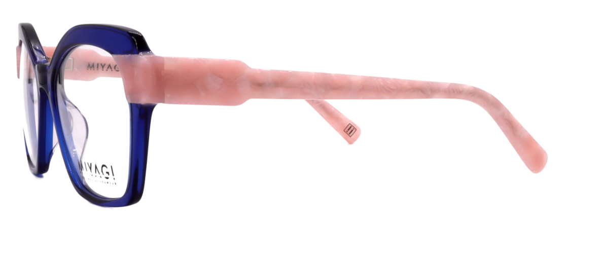 RUE 2734 / 1- Blue Translucent with Pink Marble