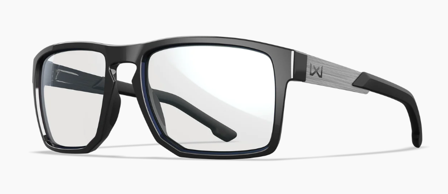 Gloss black acetate square-frame optical glasses with rounded corners and black temples