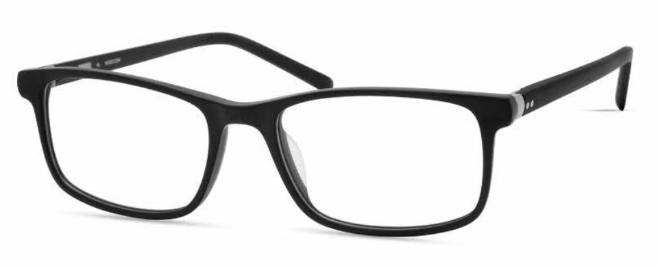 Black acetate square optical frames with matte finish and tapered temples