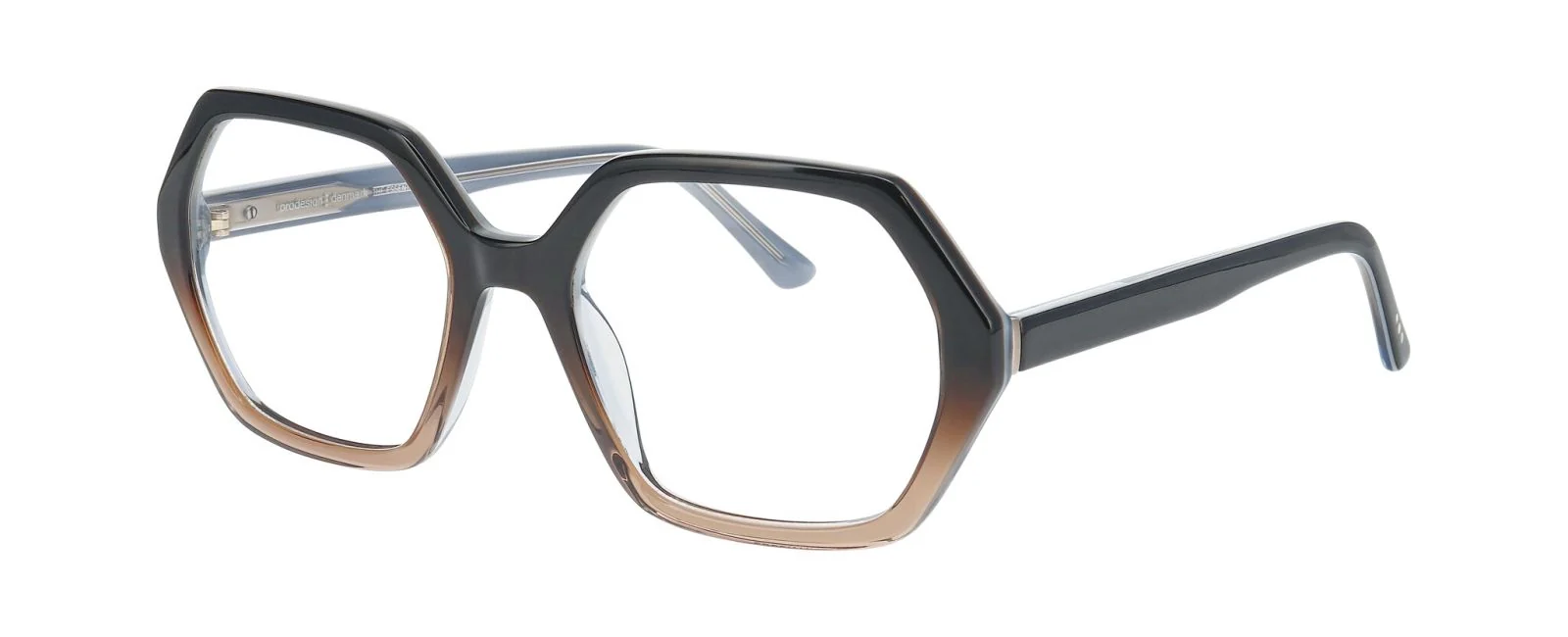 Black to tortoiseshell acetate square optical frames with thick geometric arms