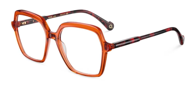 Oversized square orange acetate eyeglasses with tortoiseshell and black temples, Etnia Barcelona Kore model