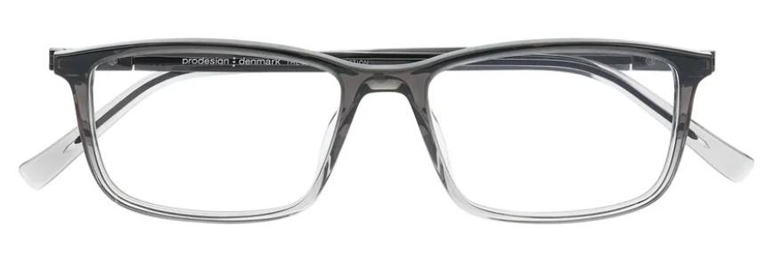 Grey acetate aviator optical frame with dark charcoal top and translucent grey temples