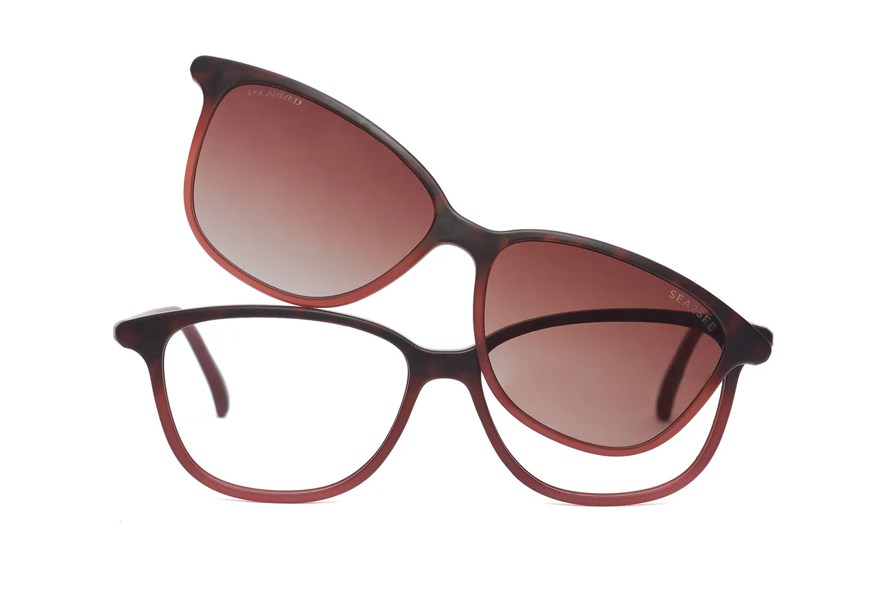 HAVANA BURGENDY MATTE + BROWN GRADIENT POLARIZED CLIP