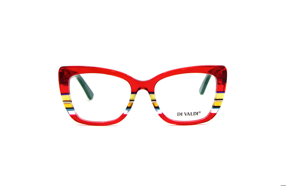 DVO8240 / RED WITH LINES & GREEN TEMPLES