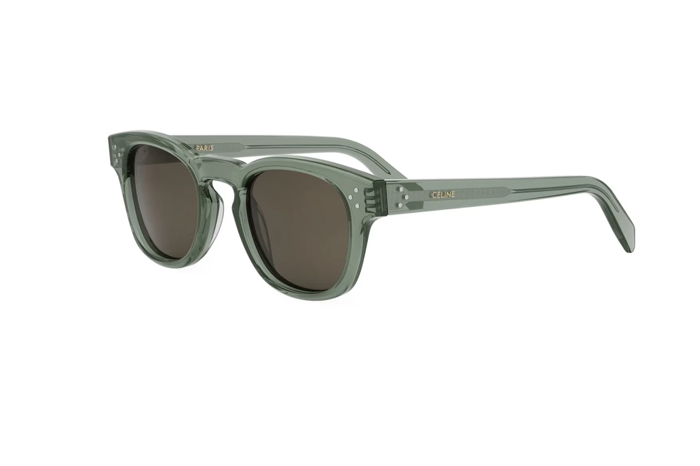 Shiny green acetate round sunglasses with dark lenses, Celine CL40233I