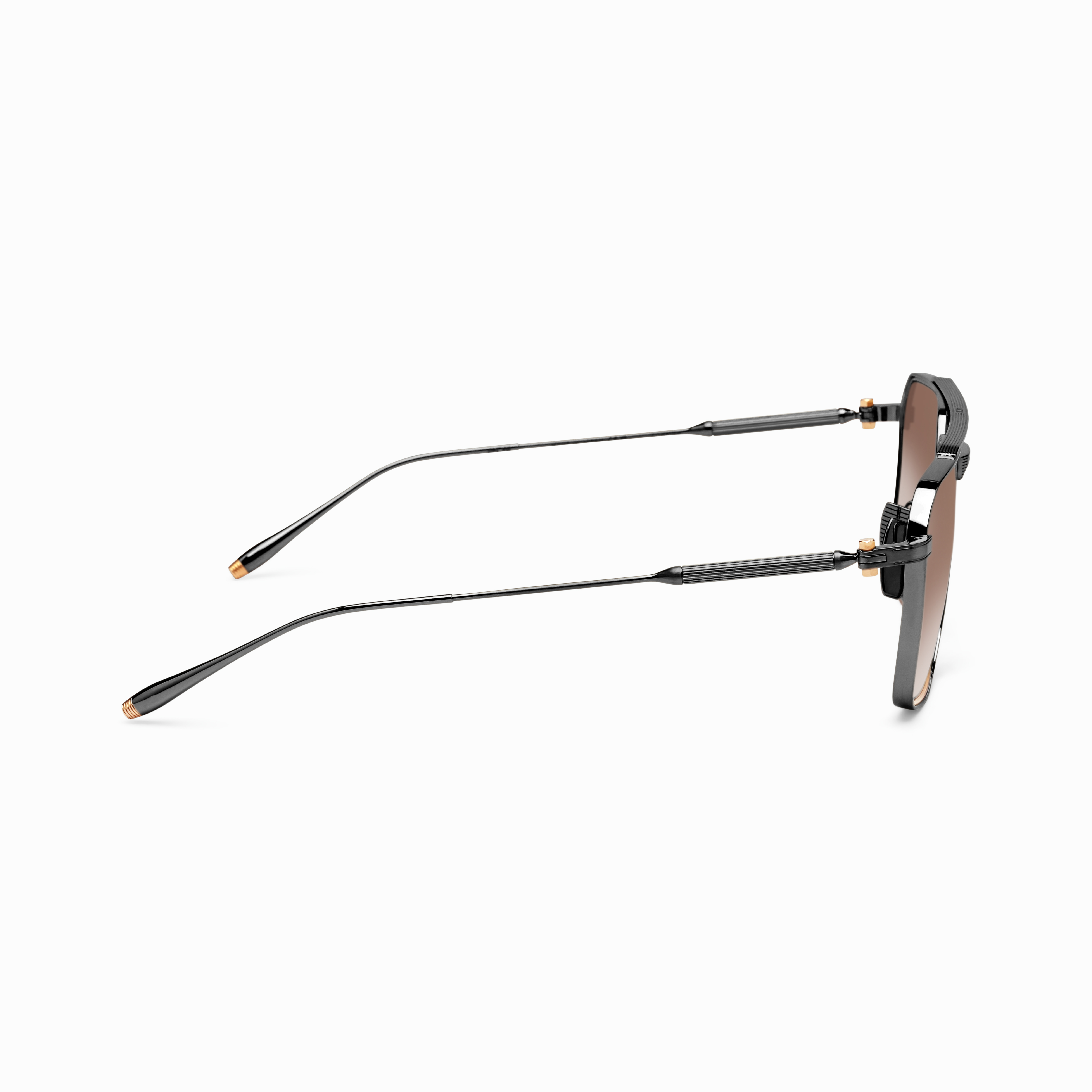 TELESTO / Brushed Black - 12k Gold - Brown to Clear Lenses
