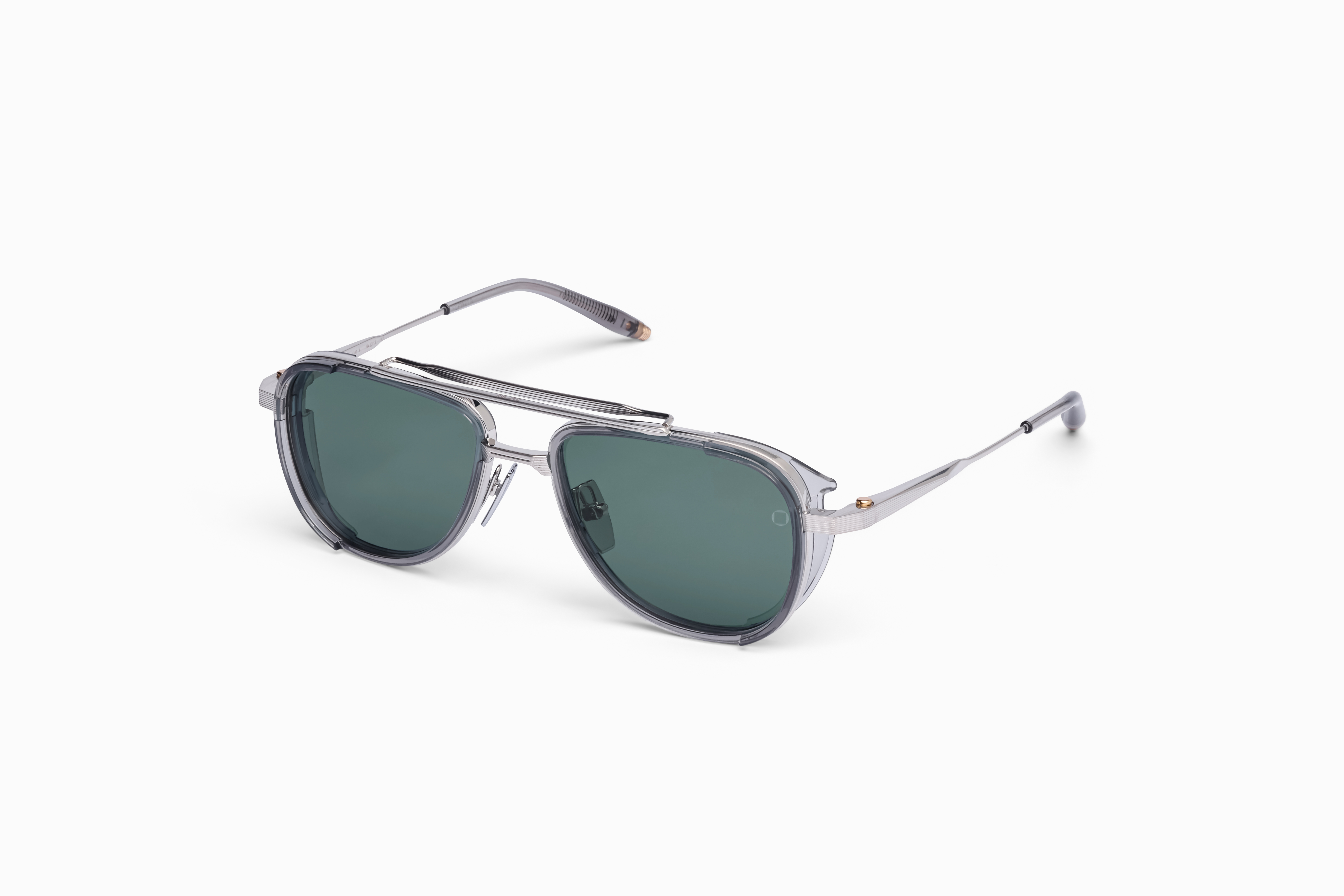 SPITZER / Brushed Shiny Palladium - Crystal Grey - Deep Emerald Green Lenses