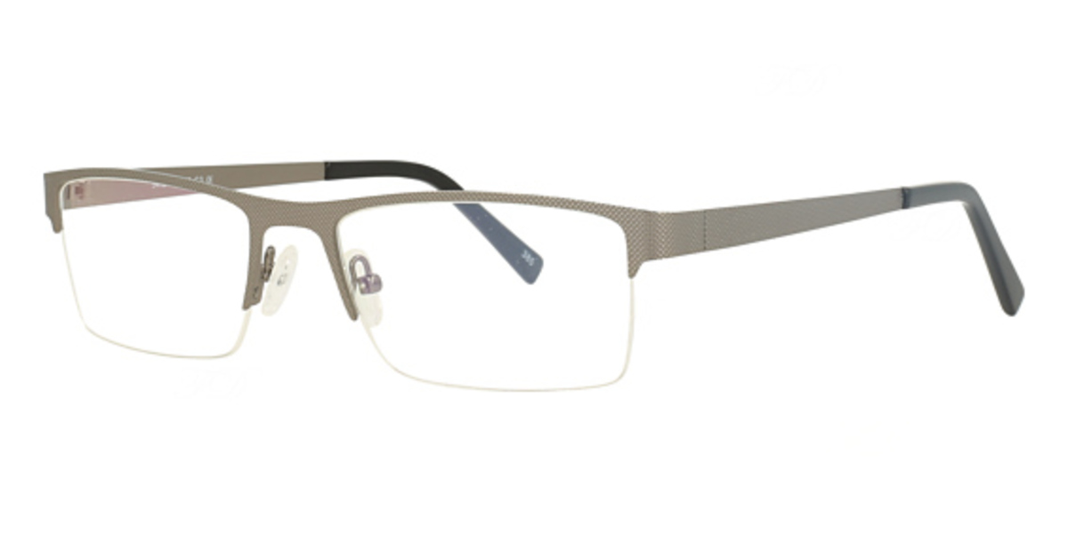 Gunmetal rectangular metal optical frames with open lower half design
