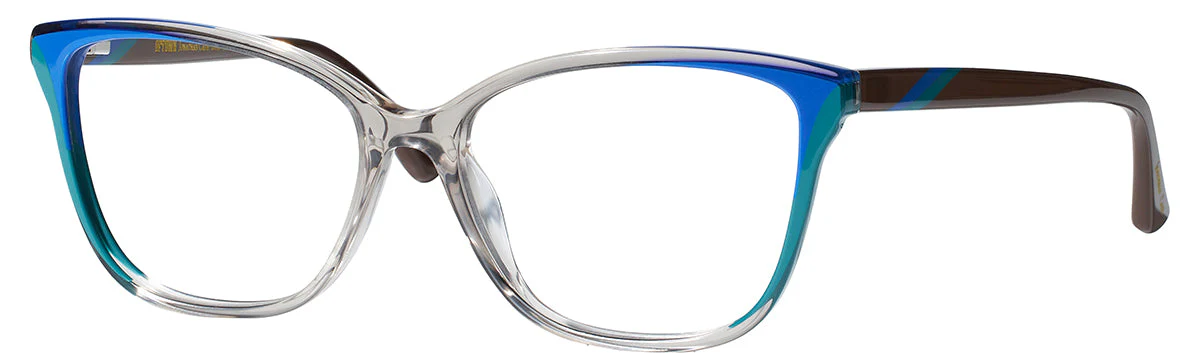 Blue, teal and clear frame