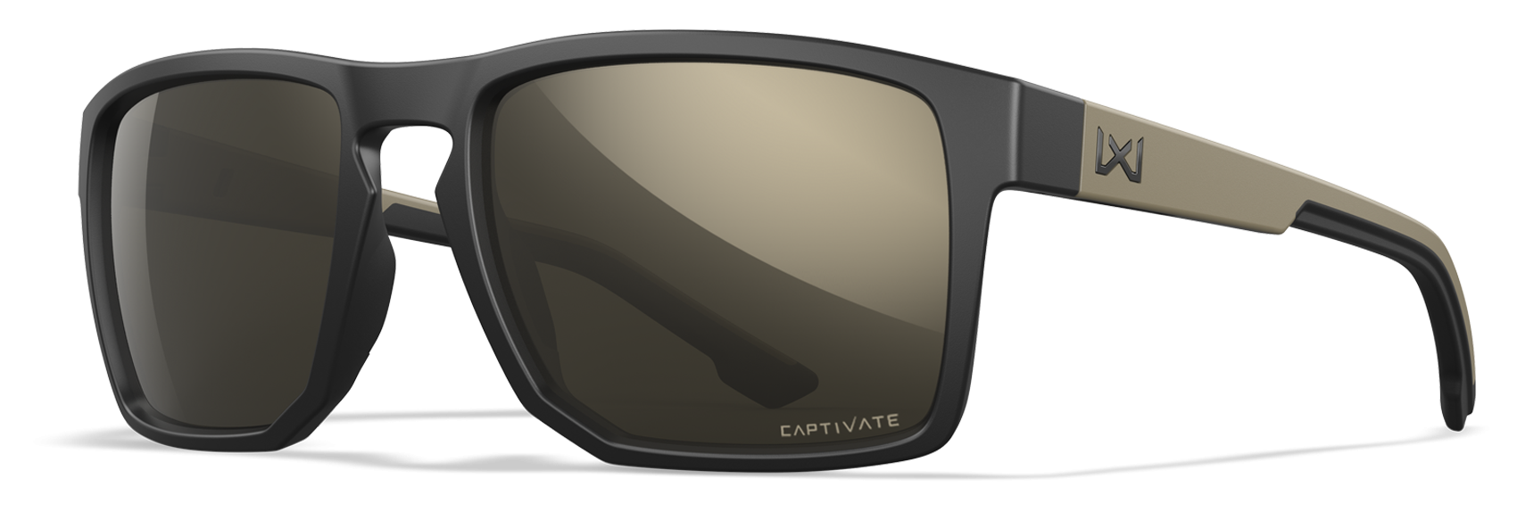 Matte Black and Tan Frame/Captivate Tungsten Mirror