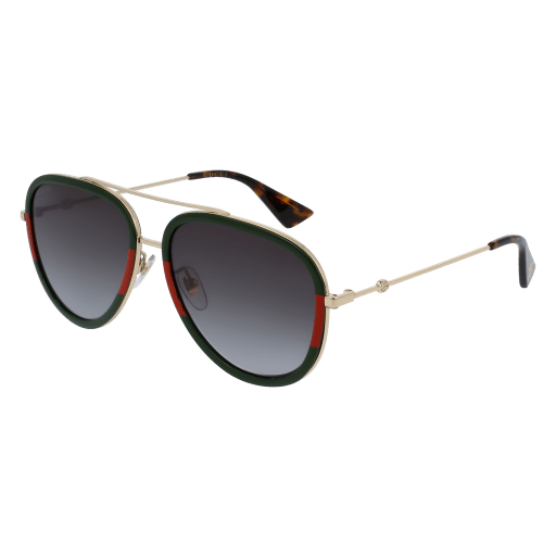Black and gold aviator sunglasses with rose-tinted lenses and metal temples