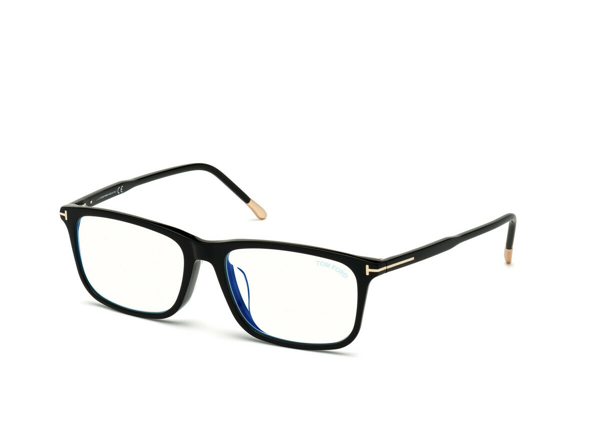 Shiny Black W. Shiny Rose Gold Temple Tips/ Blue Block Lenses