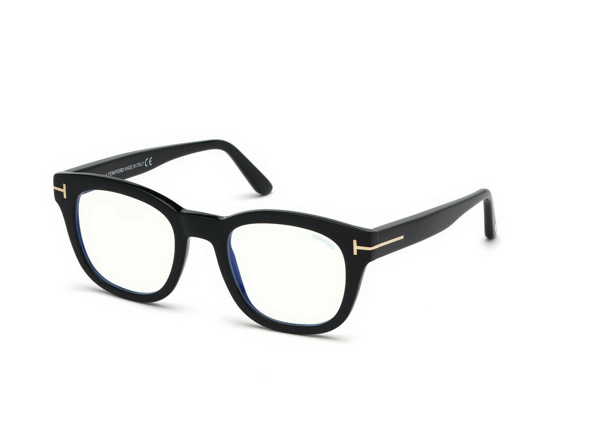 Shiny Black, Shiny Rose Gold "t" Logo / Blue Block Lenses