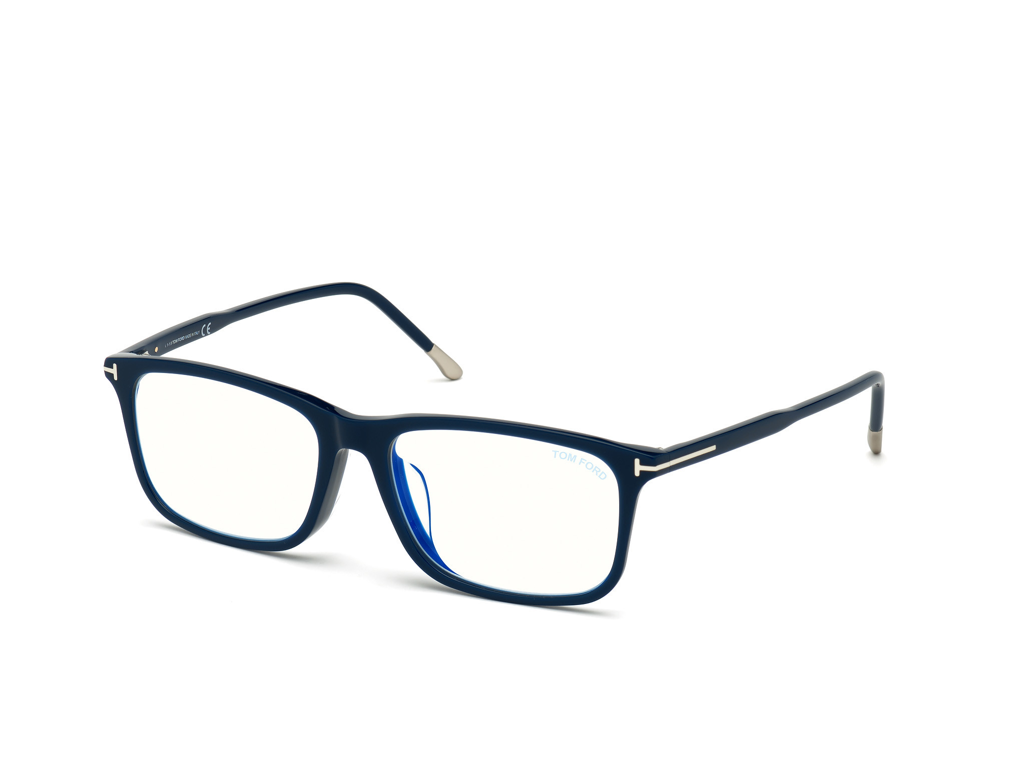 Shiny Navy Blue W. Shiny Palladium Temple Tips/ Blue Block Lenses