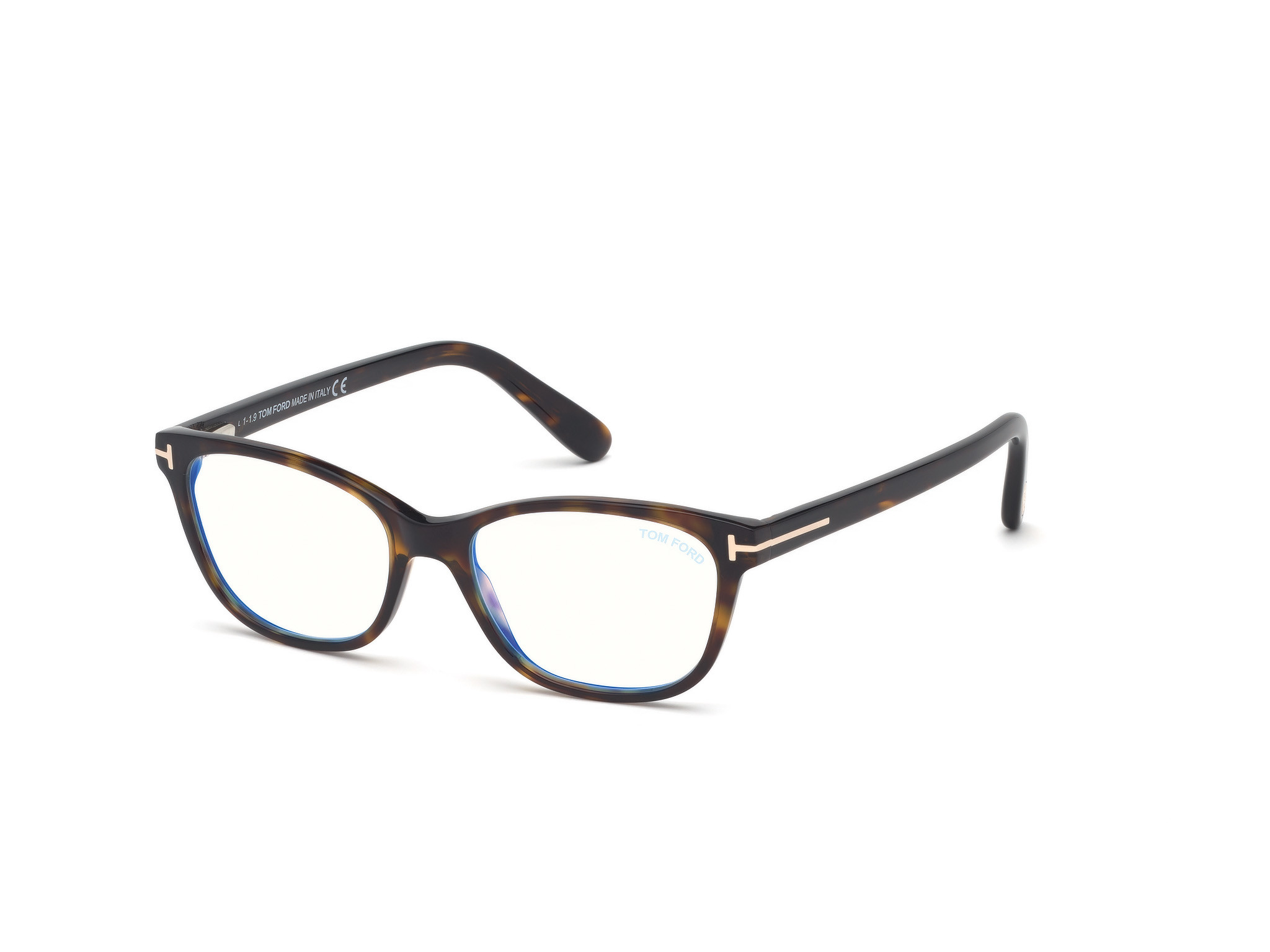 Shiny Classic Dark Havana, Rose Gold/ Blue Block Lenses