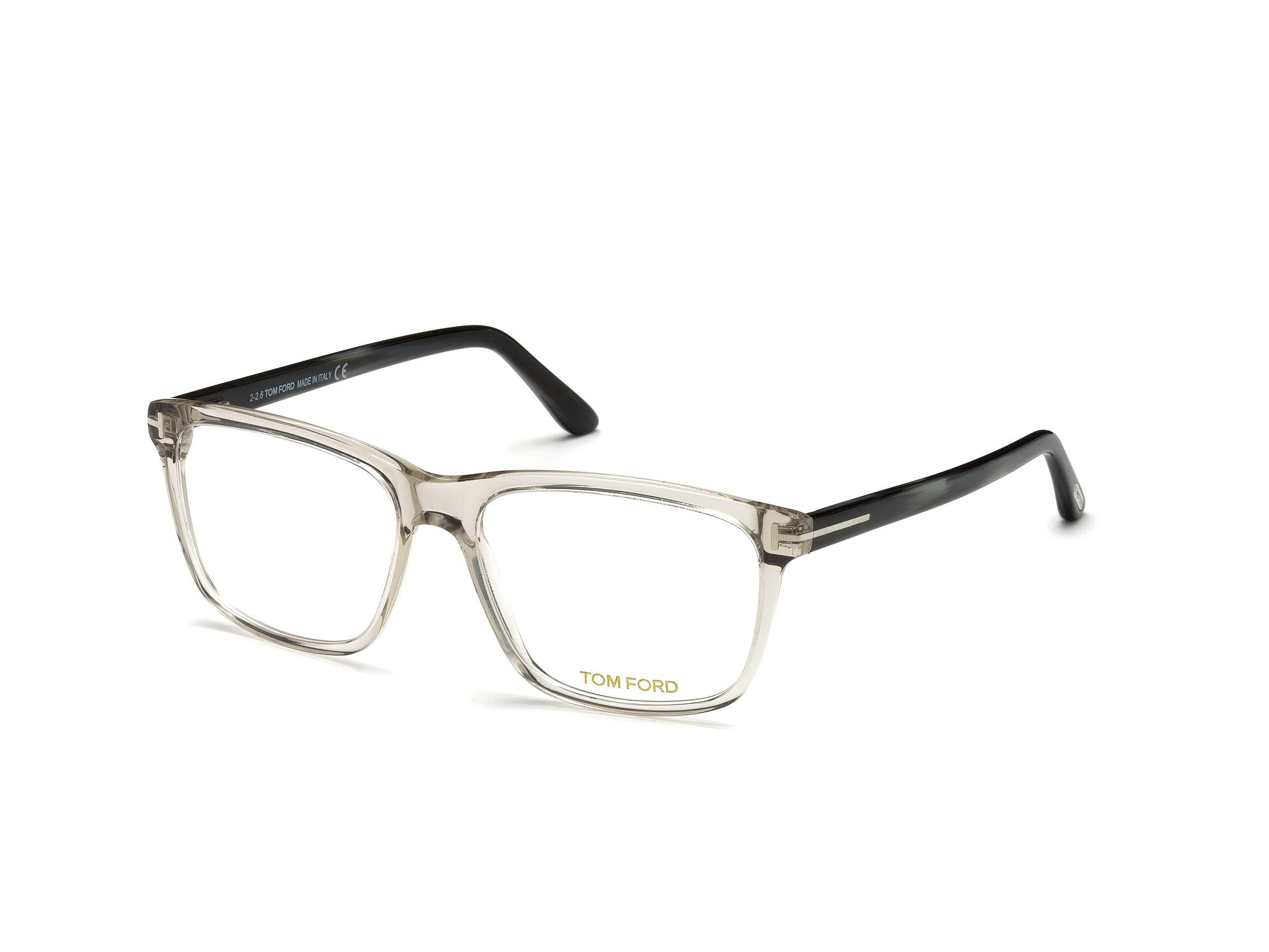 Transp. Grey W. Grey Striped Blue Horn Temples/ Blue Block Lenses