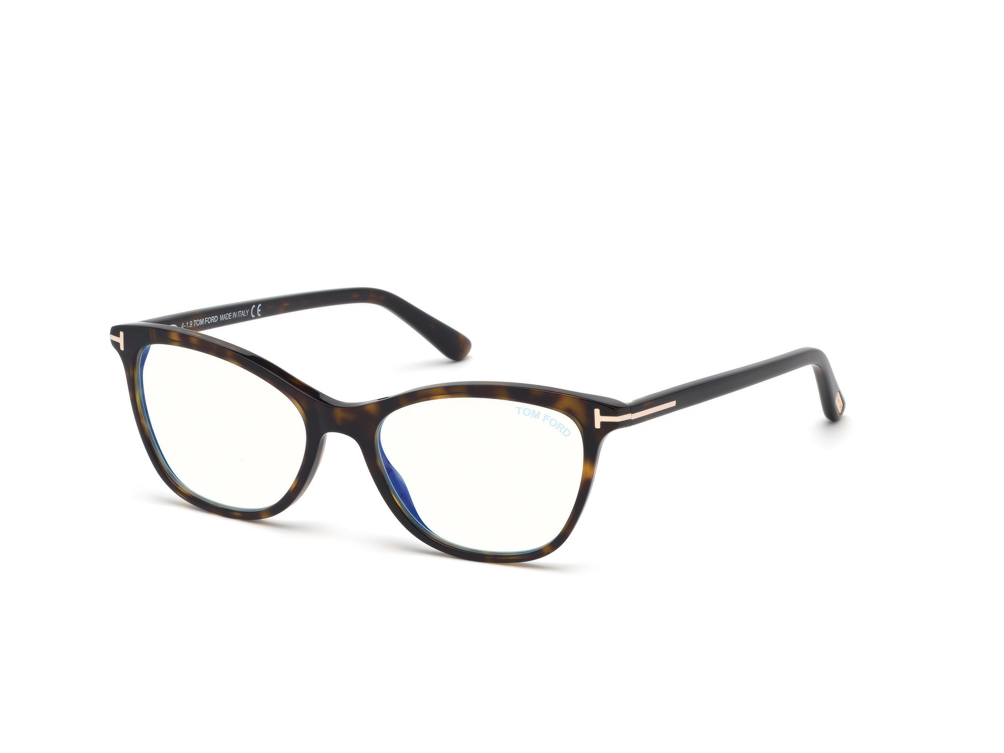 Shiny Classic Dark Havana, Rose Gold/ Blue Block Lenses