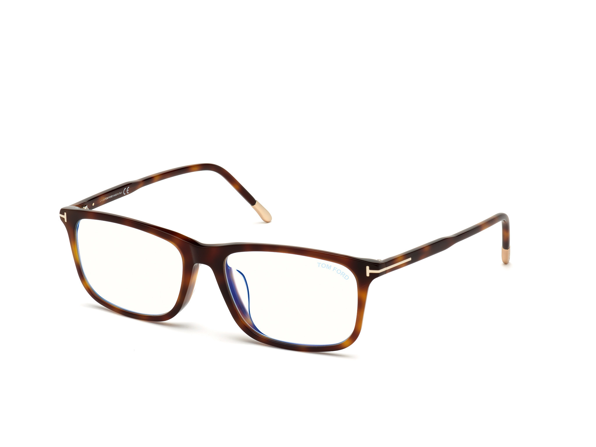 Shiny Classic Havana W. Shiny Rose Gold Temple Tips/ Blue Block Lenses