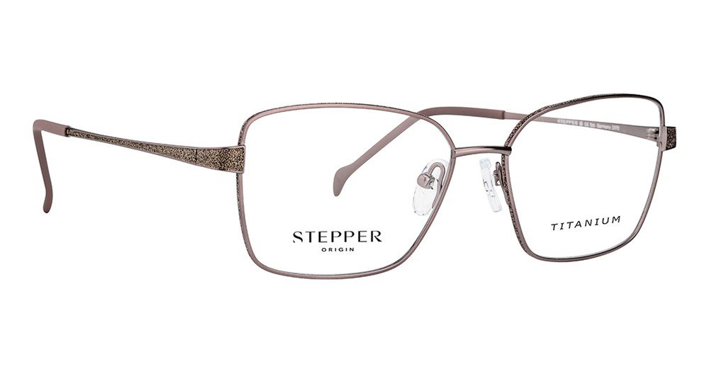 Rose pink titanium metal square optical frames, Stepper SI-50340
