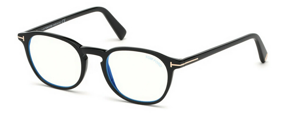 Shiny Black, Shiny Rose Gold "t" Logo/ Blue Block Lenses