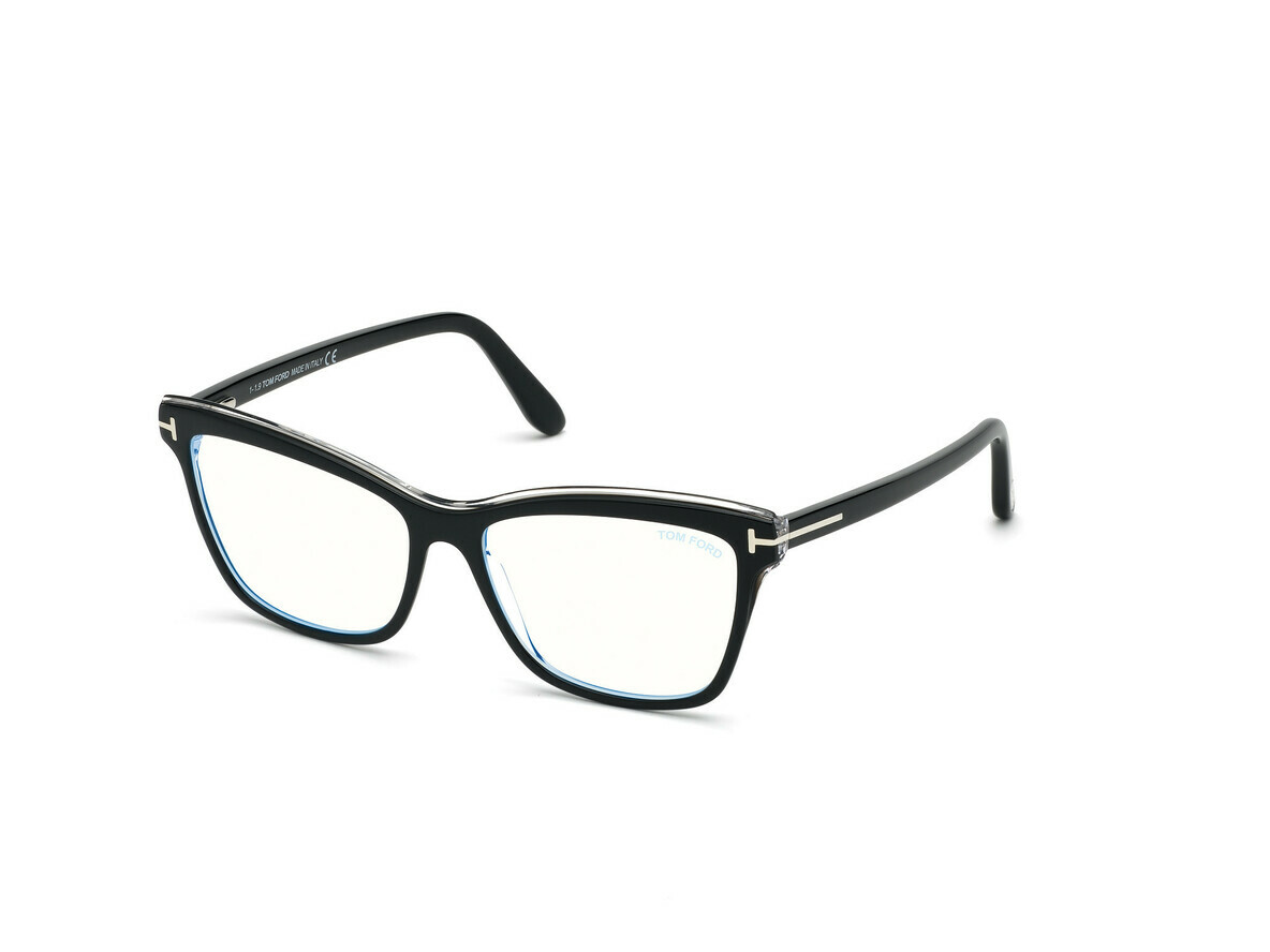 Shiny Black & Crystal/ Blue Block Lenses