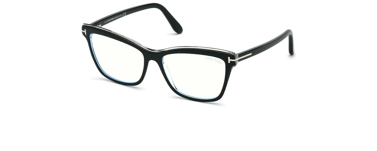 Shiny Black & Crystal/ Blue Block Lenses