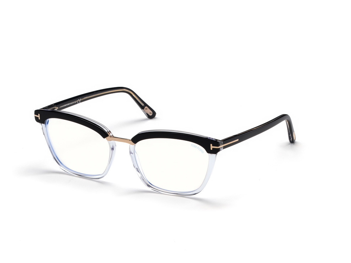 Shiny Black & Crystal, Rose Gold Details/ Blue Block Lenses