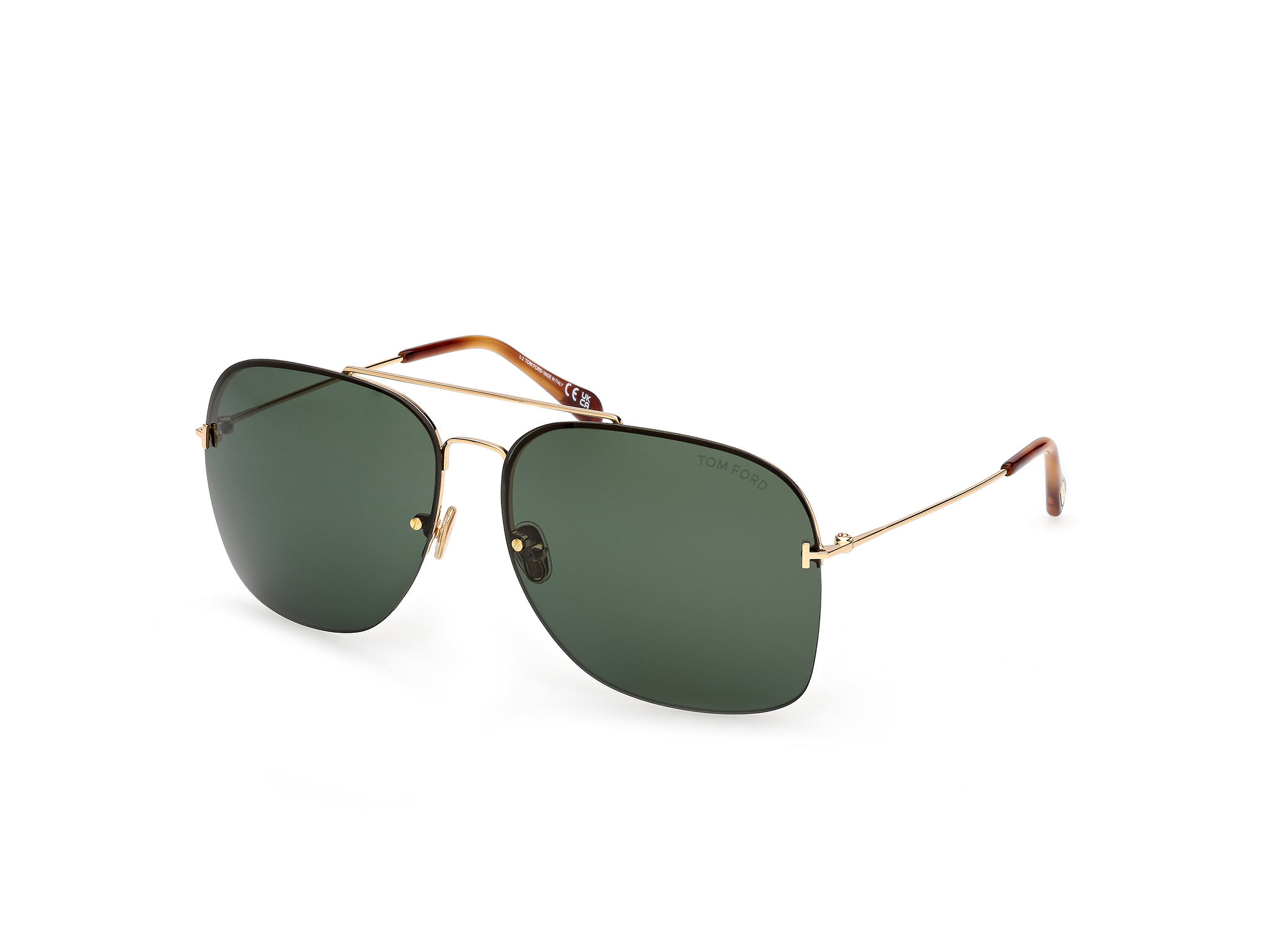Tom Ford FT0883 aviator sunglasses in Shiny Deep Gold/Green