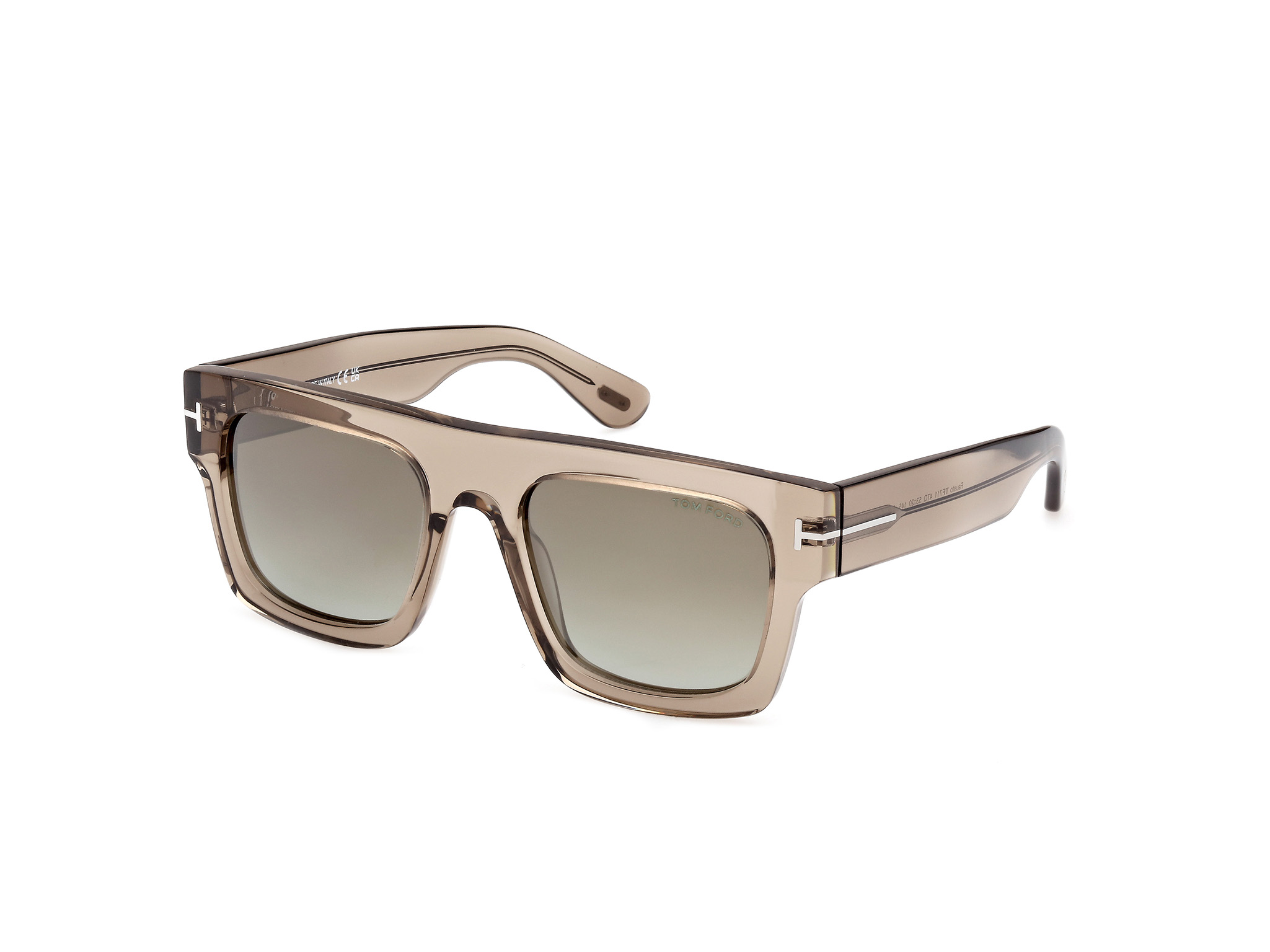 Tom Ford FT0711 square sunglasses in Light Brown/Other/Green Mirror