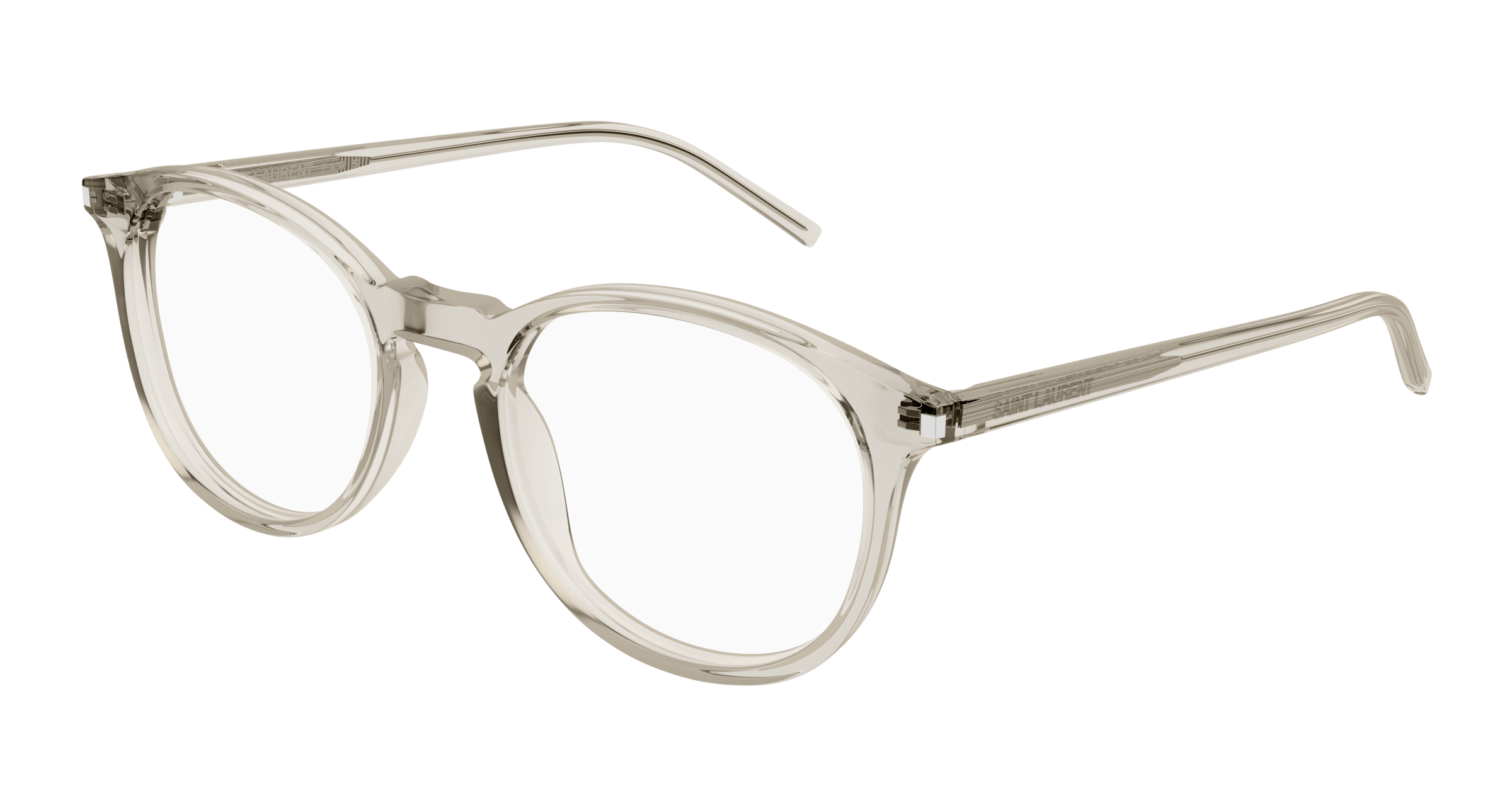 Saint Laurent SL 106 round eyeglasses in Beige Beige Transparent