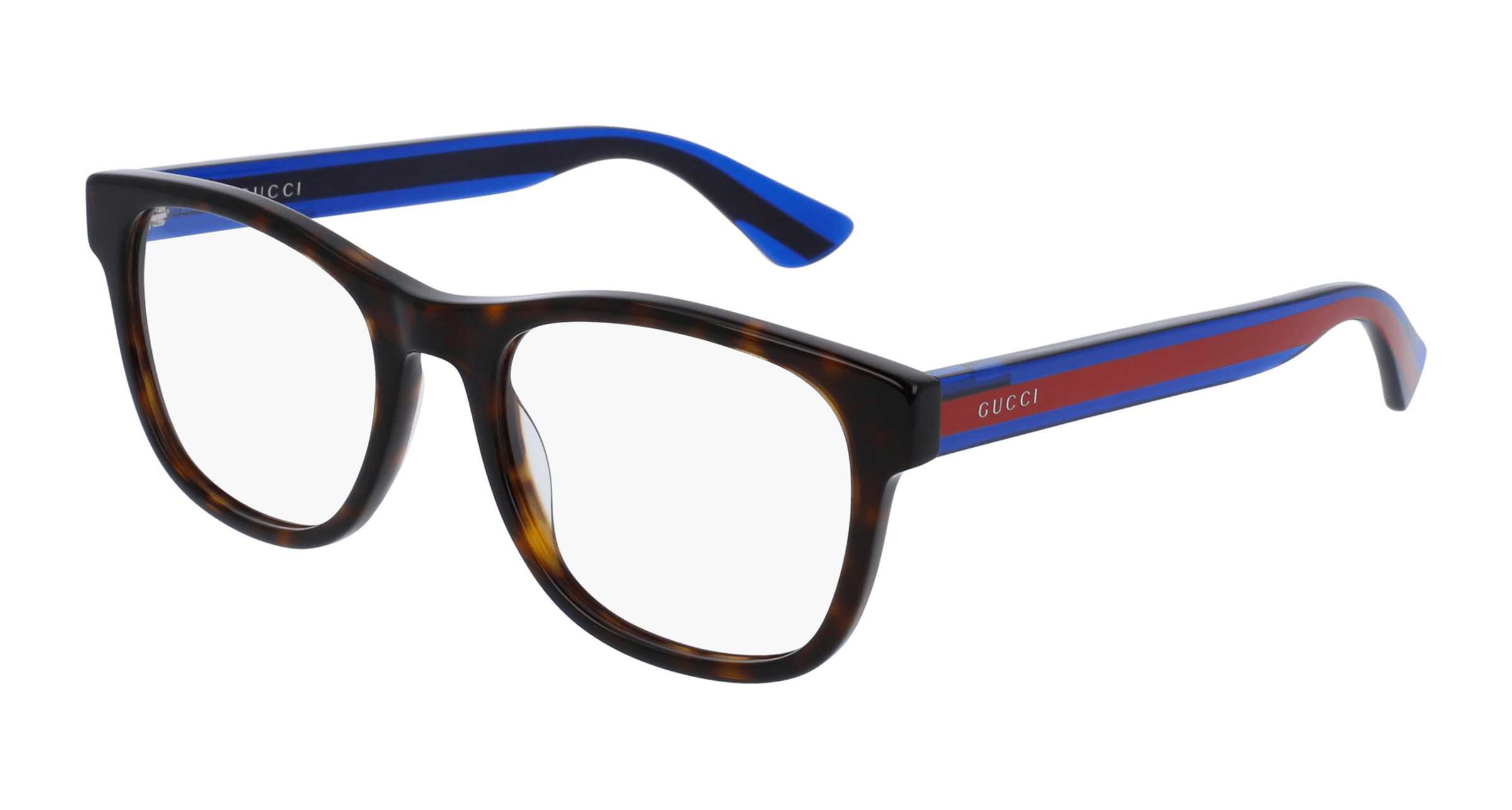 Gucci GG0004ON round eyeglasses in Havana Blue Transparent