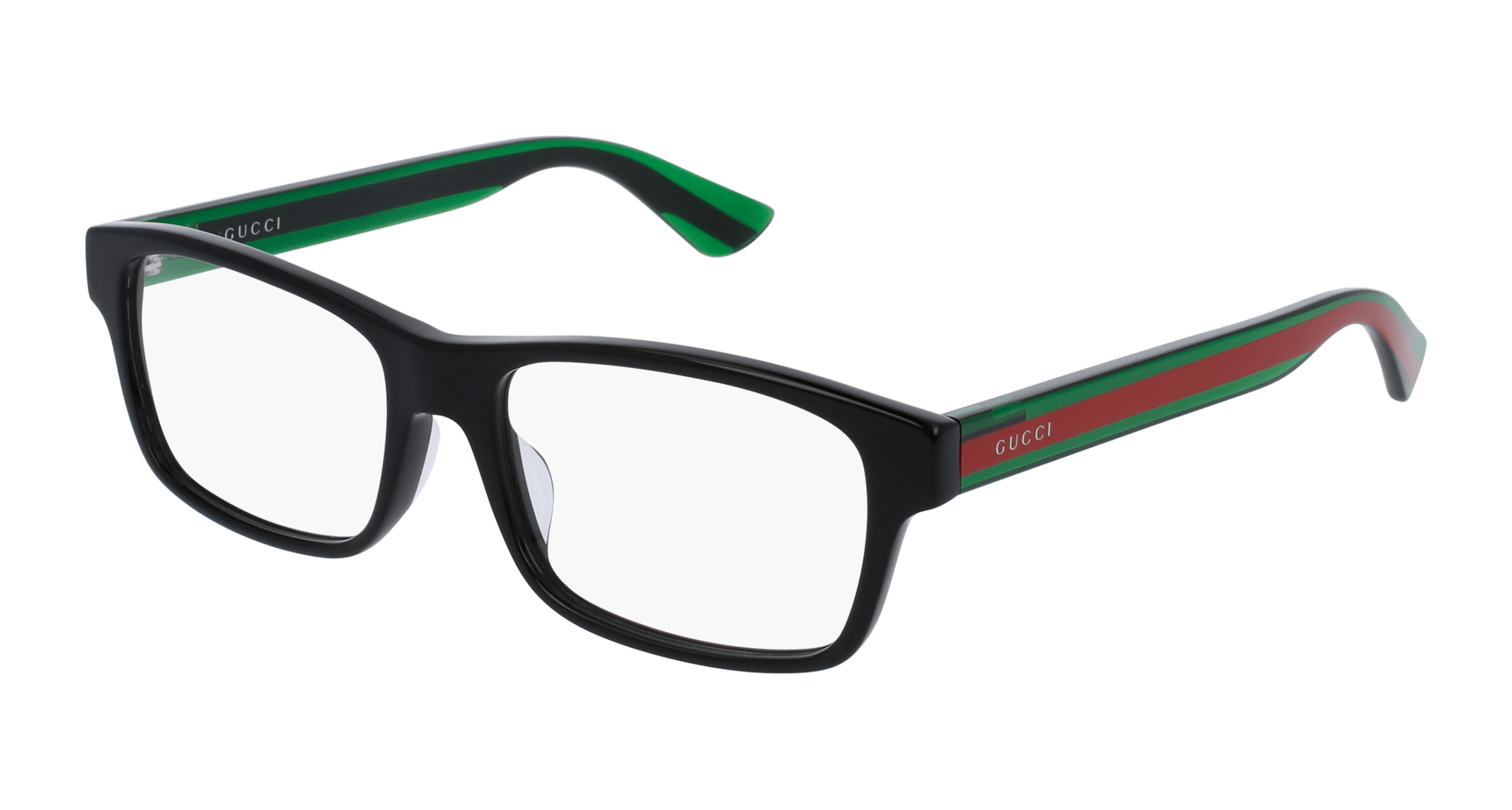 Gucci GG0006OA rectangle eyeglasses in Black Green Transparent