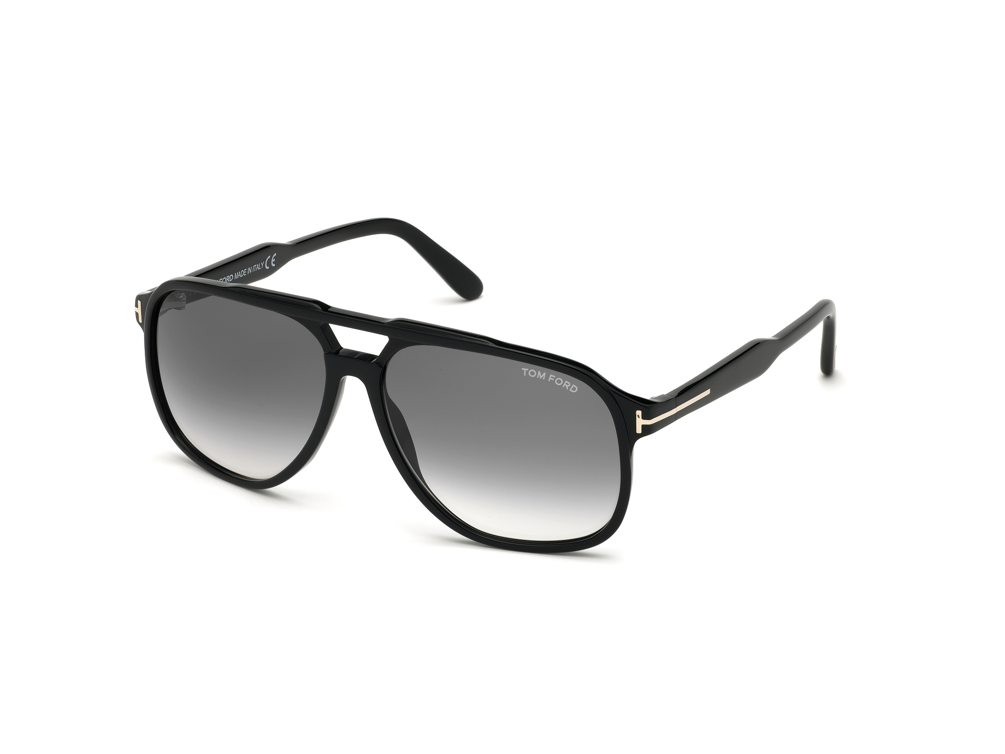 Tom Ford FT0753 aviator sunglasses in Shiny Black/Smoke Polarized