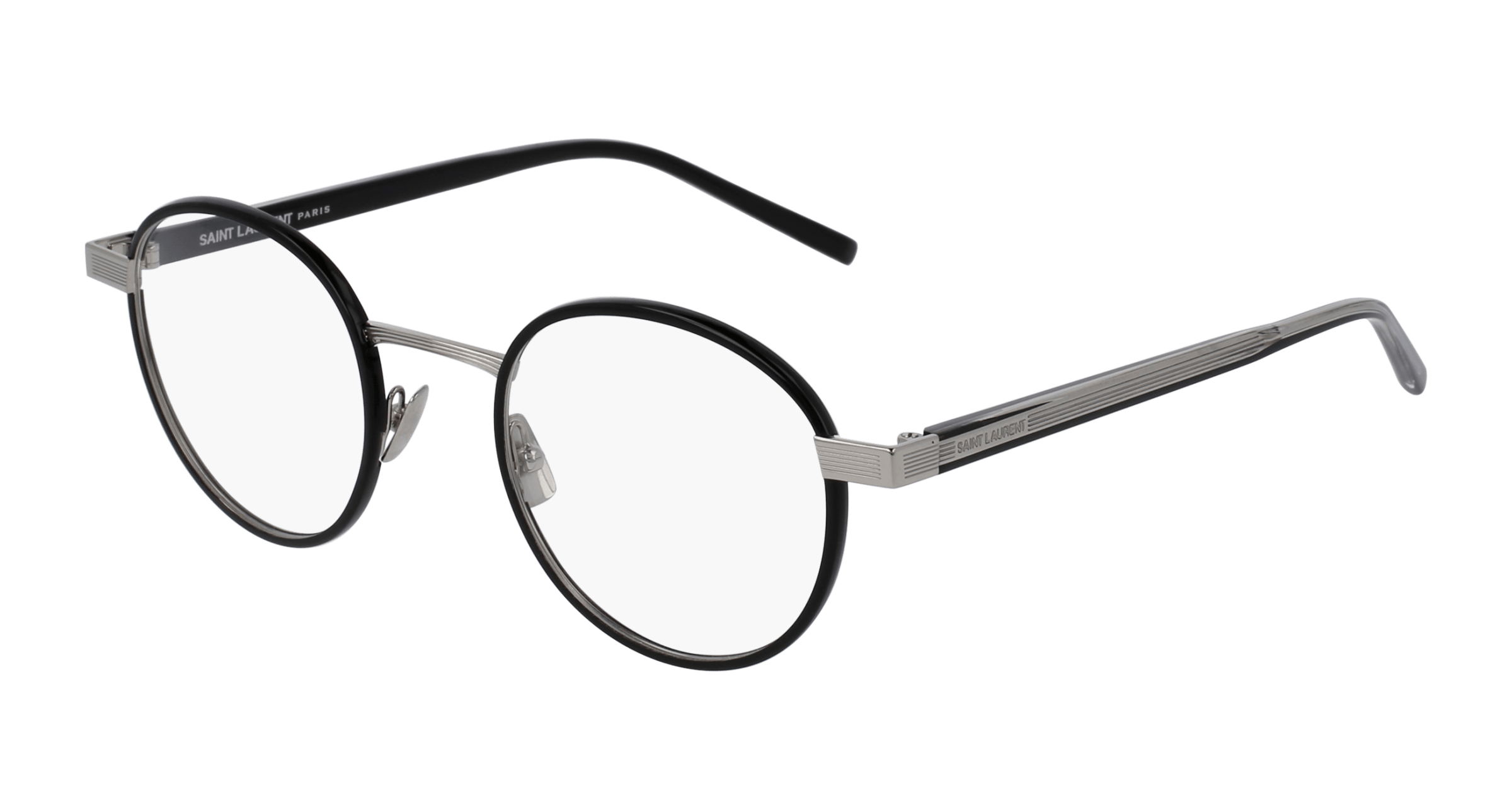 Saint Laurent SL 125 round eyeglasses in Black Black Transparent