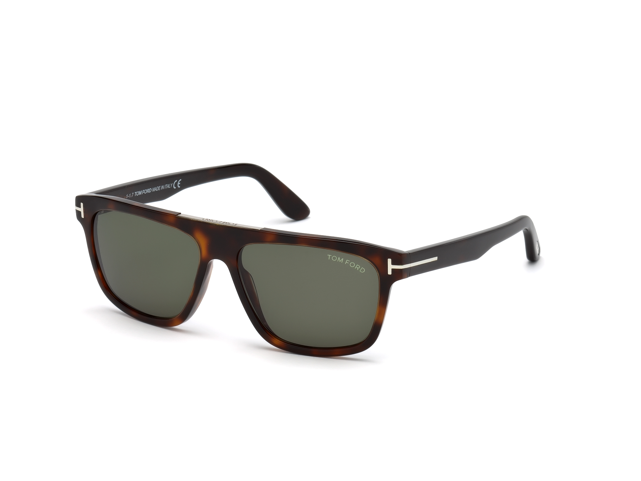 Tom Ford FT0628 irregular sunglasses in Dark Havana/Green