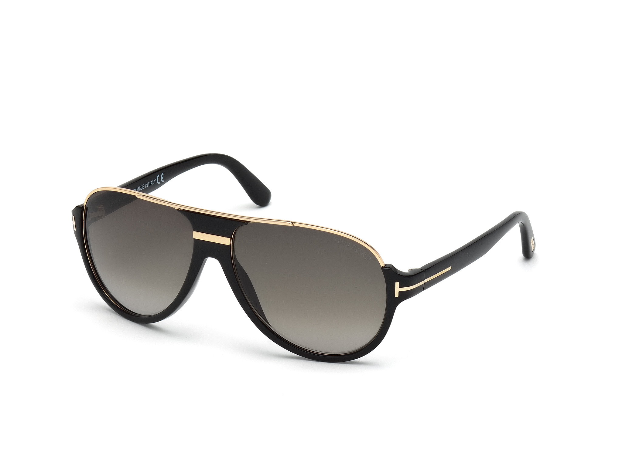 Tom Ford FT0334 aviator sunglasses in Shiny Black/Gradient Green