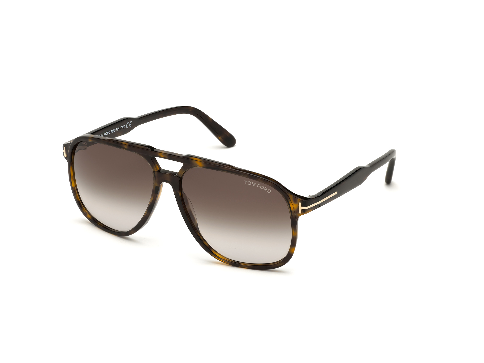 Tom Ford FT0753 aviator sunglasses in Dark Havana/Gradient Roviex