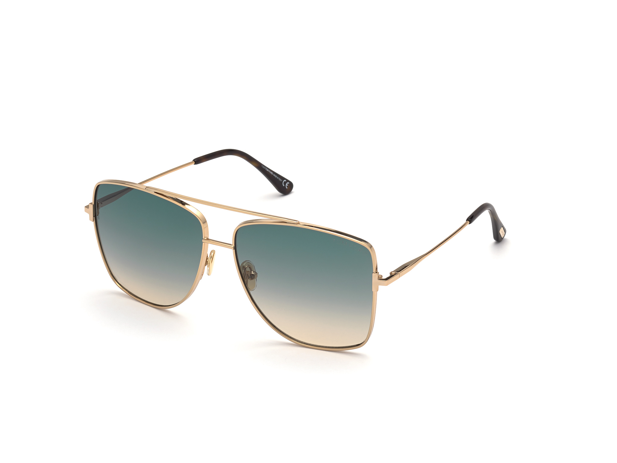 Tom Ford FT0838 aviator sunglasses in Shiny Rose Gold/Gradient Blue