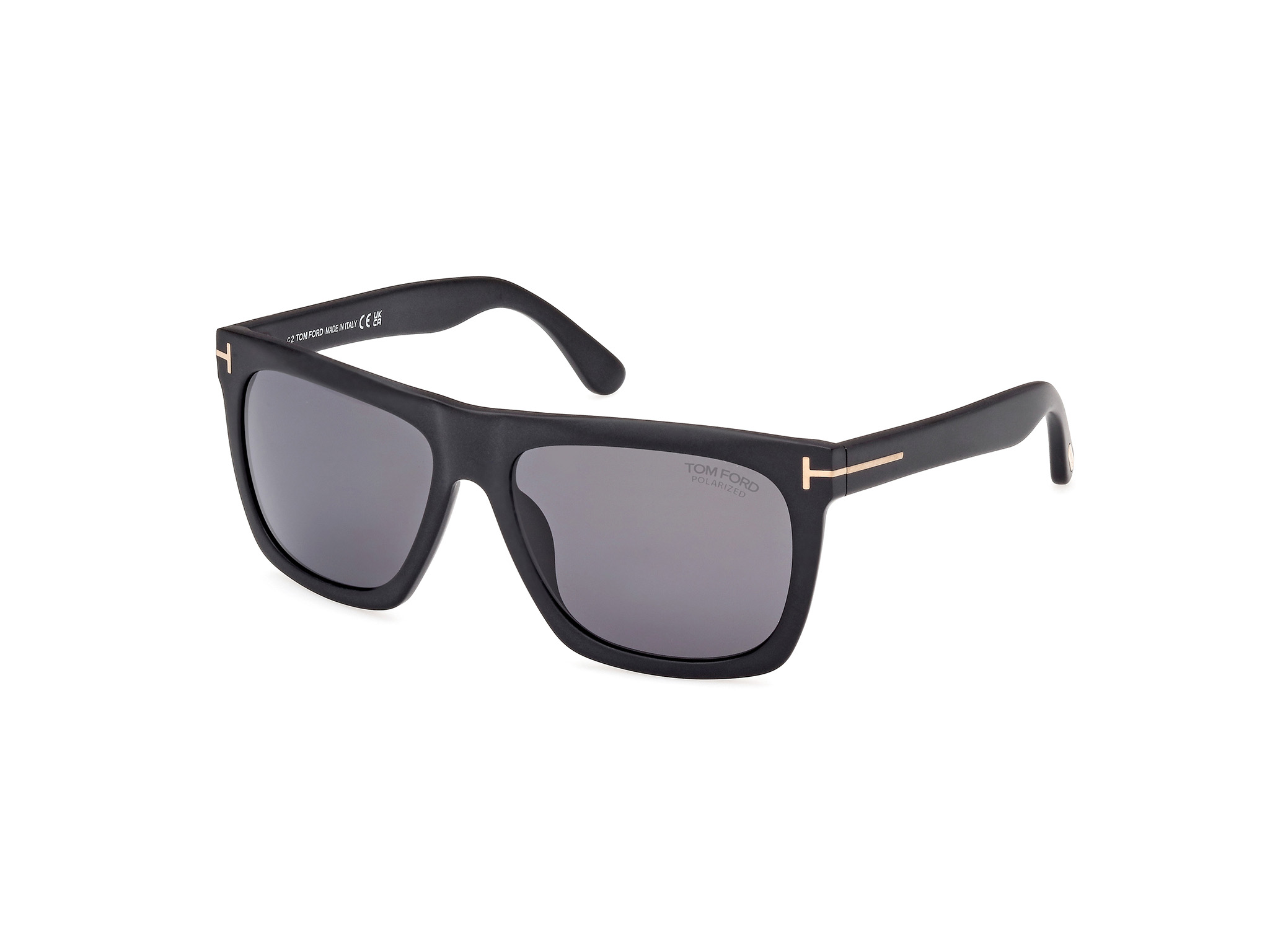 Tom Ford FT0513 irregular sunglasses in Matte Black/Smoke Polarized