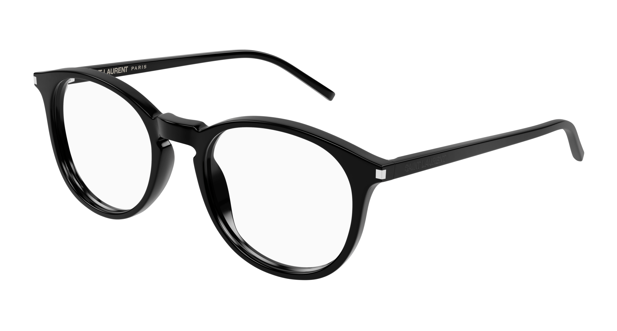 Saint Laurent SL 106 round eyeglasses in Black Black Transparent