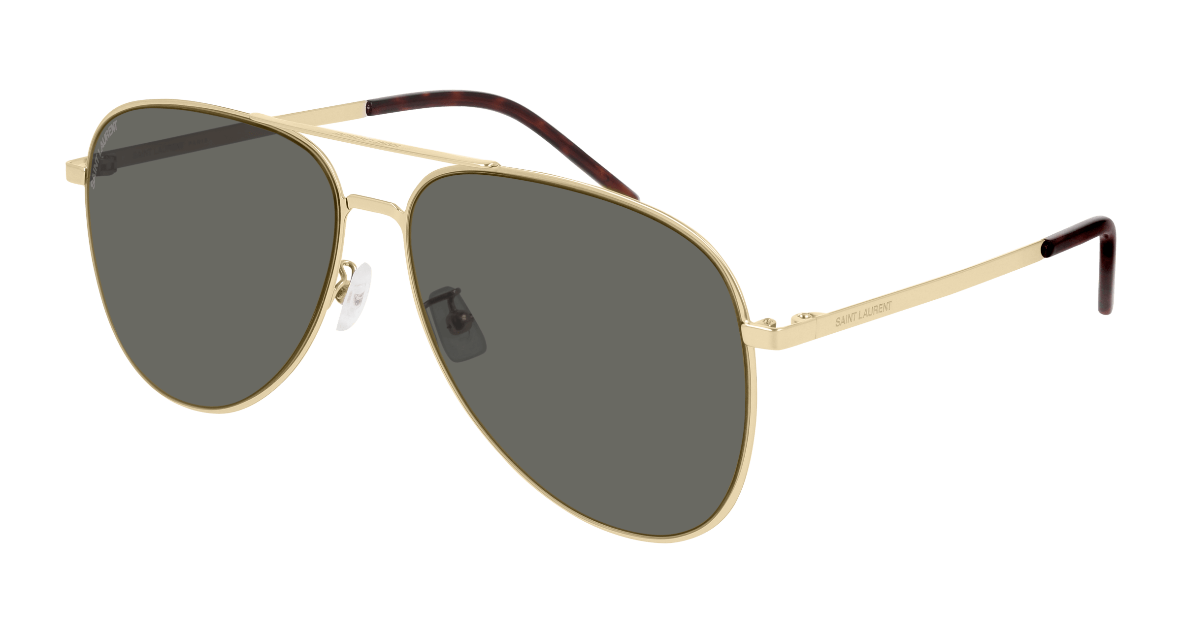 Saint Laurent CLASSIC 11 SLIM aviator sunglasses in Gold Gold Grey/Nylon