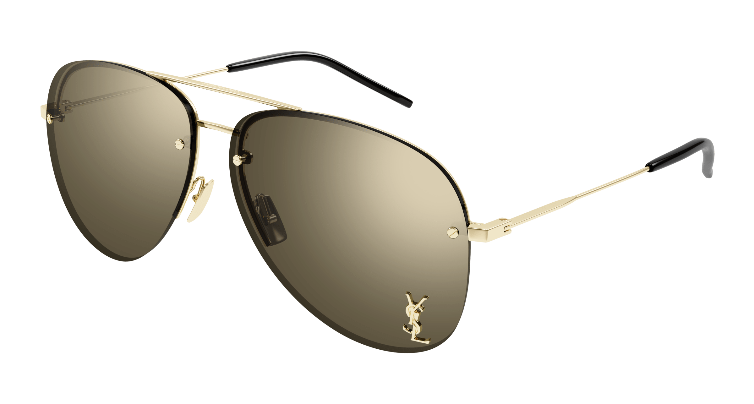 Saint Laurent CLASSIC 11 M aviator sunglasses in Gold Gold Bronze/Nylon